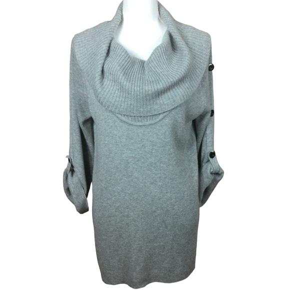 Kenneth Cole Gray Cowl Neck Tunic Sweater Size Medium - Picture 1 of 9